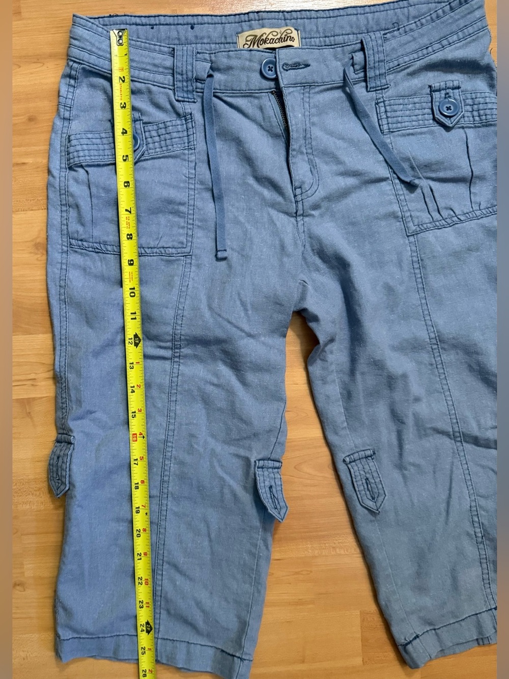 Light Blue Cargo Capris - Picture 2 of 5